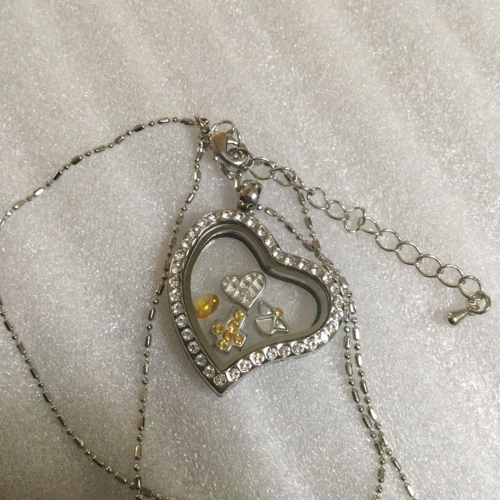 Silver Heart Charm Locket Necklace